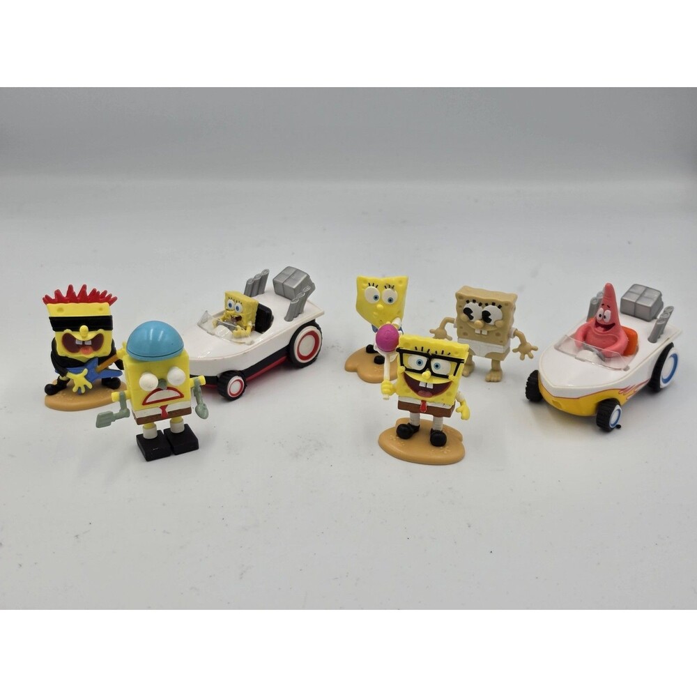 SPONGEBOB SQUAREPANTS FIGURE LOT Of 7 Pull Back Cars Patrick Star